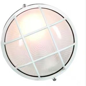 NEW in Box Nauticus 1-Light White Outdoor Bulkhead Light, Frosted Glass Shade